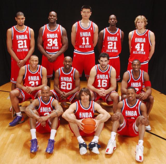 nba96年全明星 的NBA全明星全家福(12)