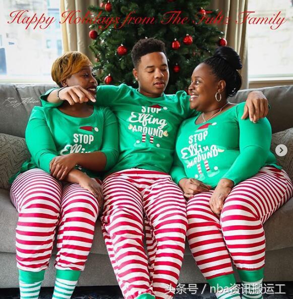 nba球星家装图 NBA众球星发布圣诞装扮家庭照(4)
