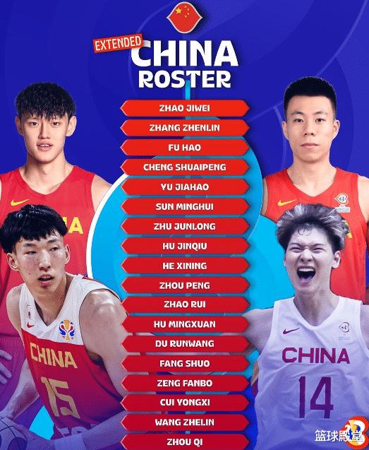 FIBA官宣男篮集训名单，周琦+金金+小曾+大王登海报，继伟却缺席(1)