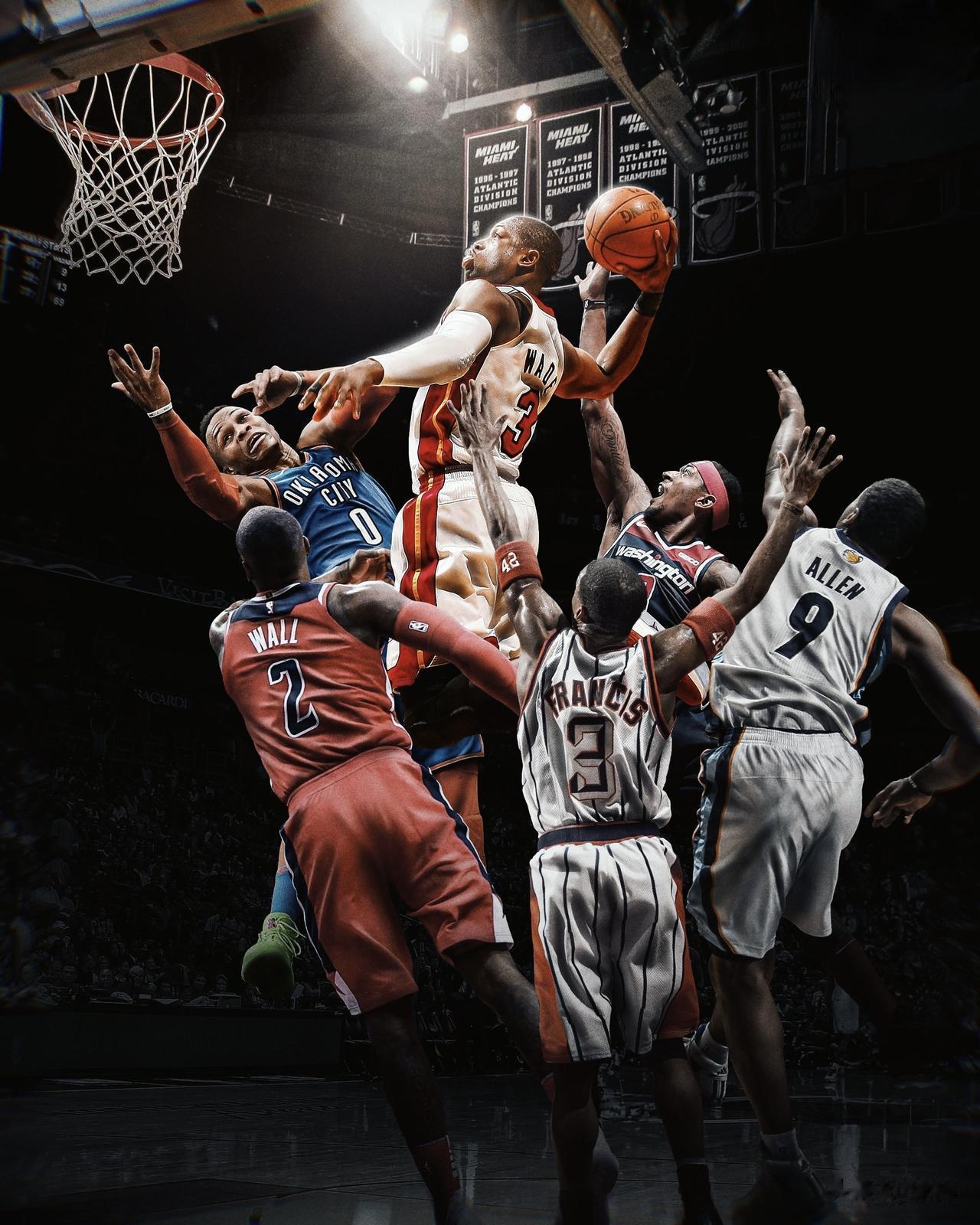 NBA数据统计，身高在2米13及以下的球员生涯扣篮次数最多的是德维尼·韦德109(1)