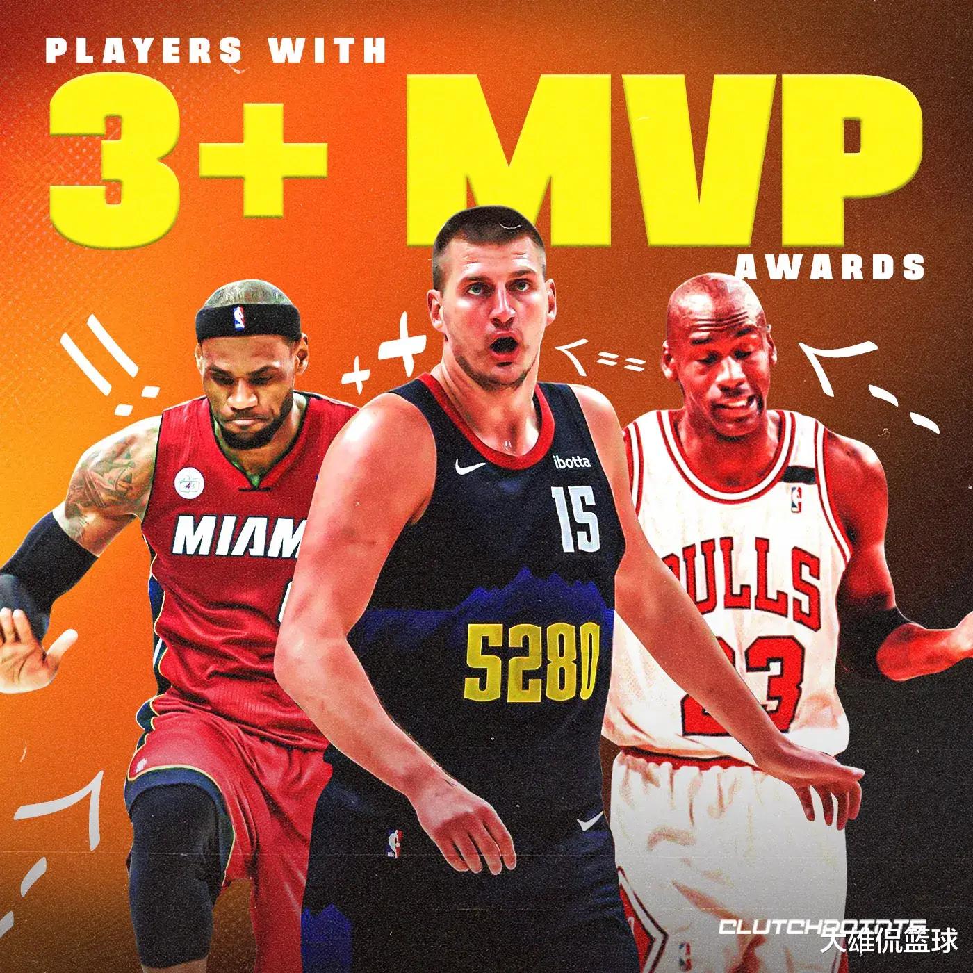 NBA历史上至少获得3座常规赛MVP的球员，约基奇还能再拿MVP？