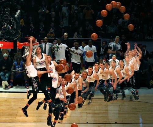 NBA诡异弹跳高度，拉文平筐扣篮，杰拉德格林实战中跳起来，俯视篮筐扣篮，姚明：火柴盒高度的弹跳(2)
