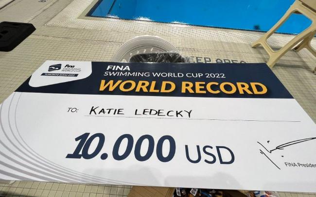 莱德基破1500自短池世界纪录 快近10秒获1万奖金