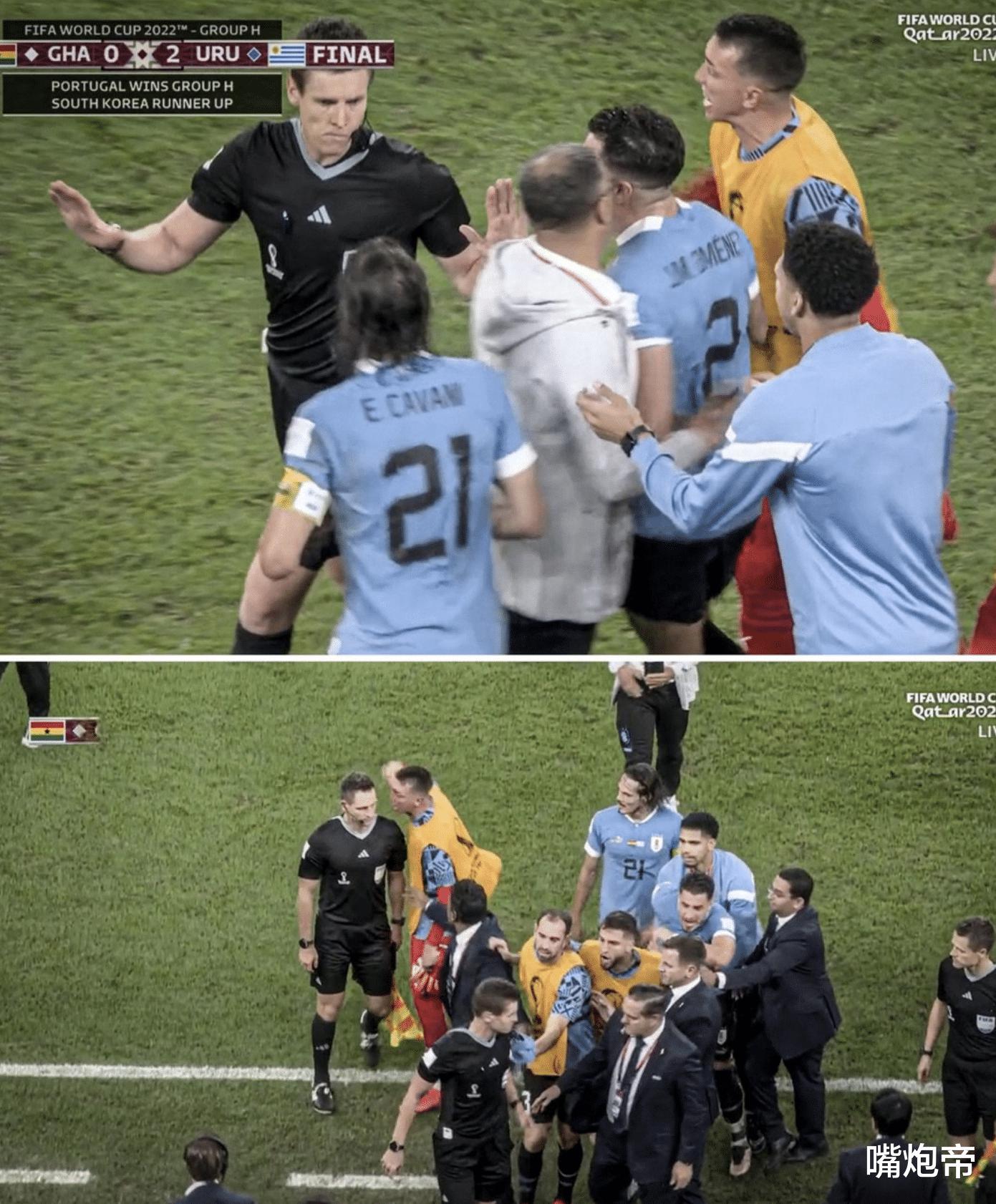 世界杯大争议，乌拉圭全队围攻裁判，拉着衣服不让走！2个点球不判保送韩国(3)