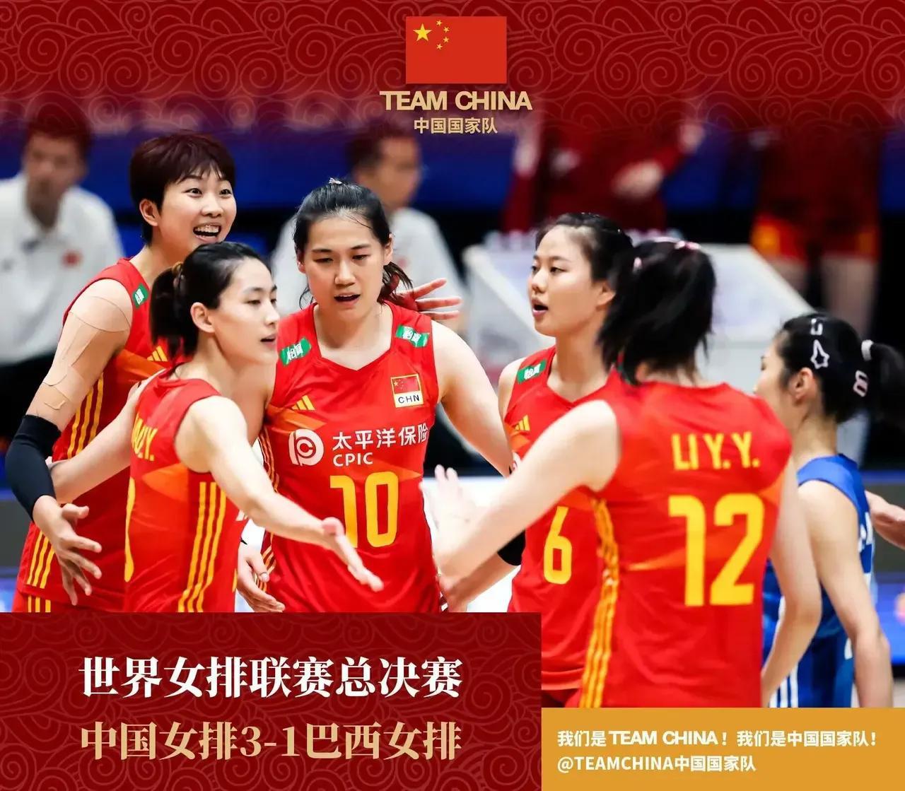 中国女排3-1巴西女排，可喜可贺，给球员打分：

1、李盈莹：96分
她在进攻和(1)