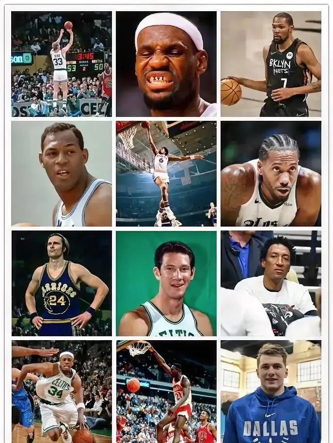 下图是NBA历史上最出色的12名小前锋，你都认识哪几位？认识8位以上就算是老球迷