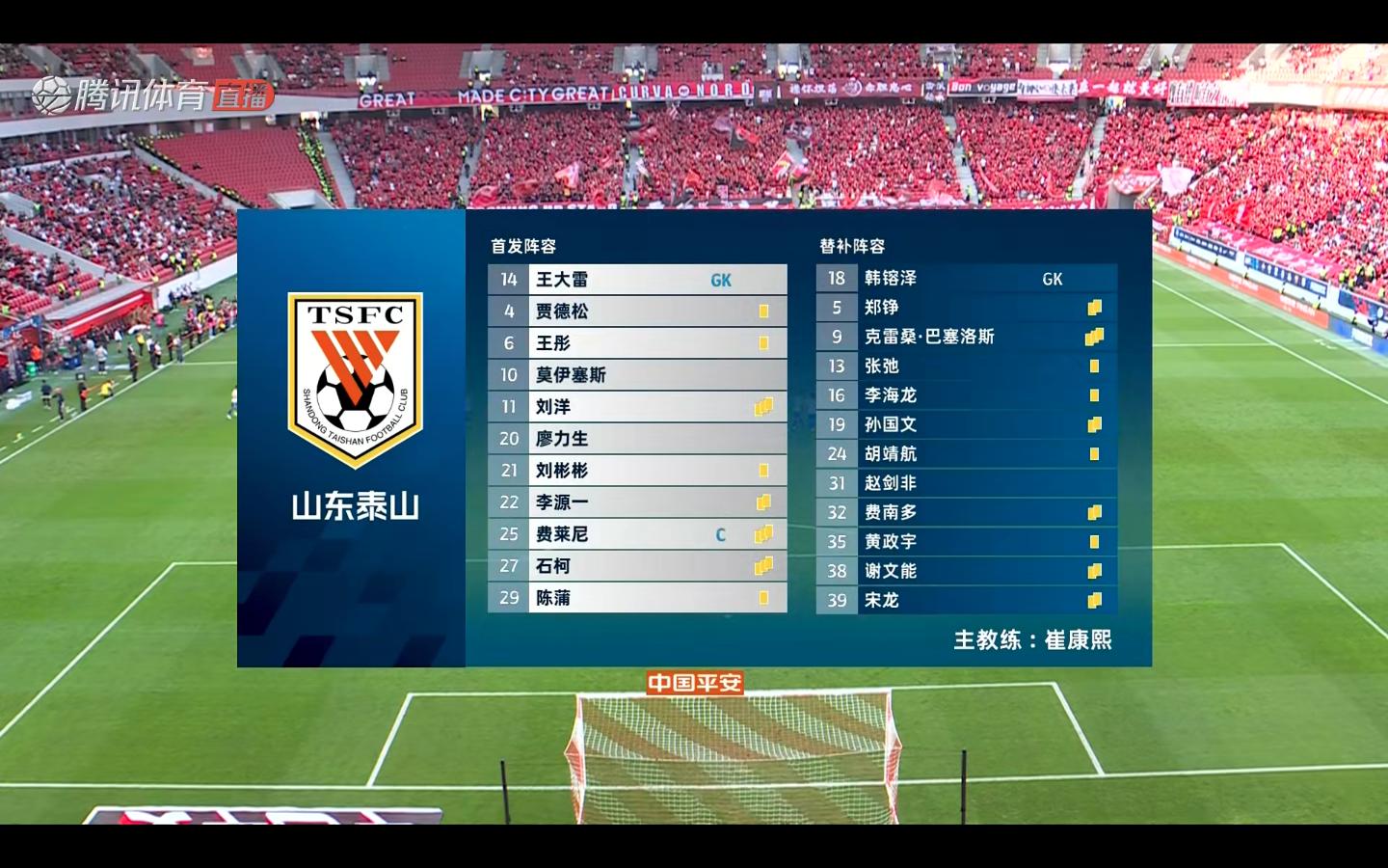 麦麦提江4红7黄，上汽浦东体育场，29轮海港对阵泰山结束(1)