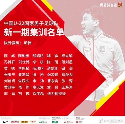 U-22男足国家队新一期集训名单，其中，杨立瑜、张玉宁等名将的名字赫然在列