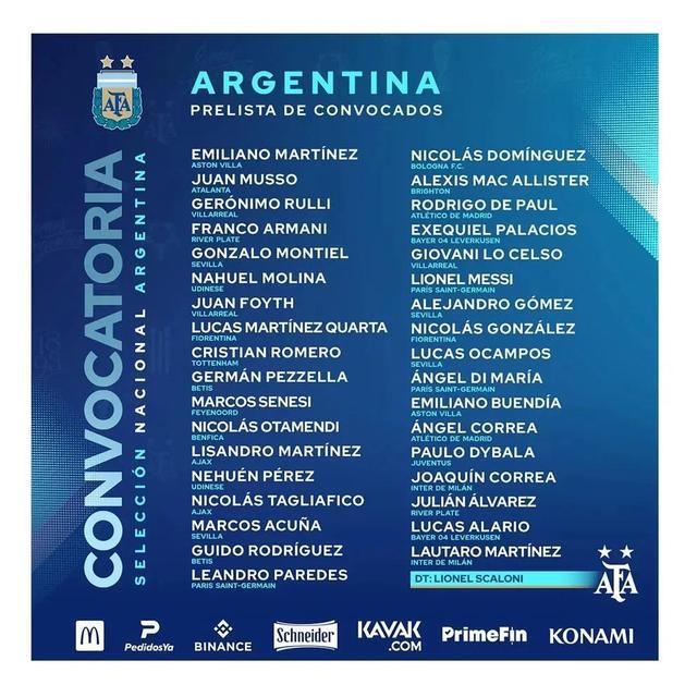 斯卡罗尼公布35人阿根廷国家队集训名单，备战6月1日对阵意大利队(3)