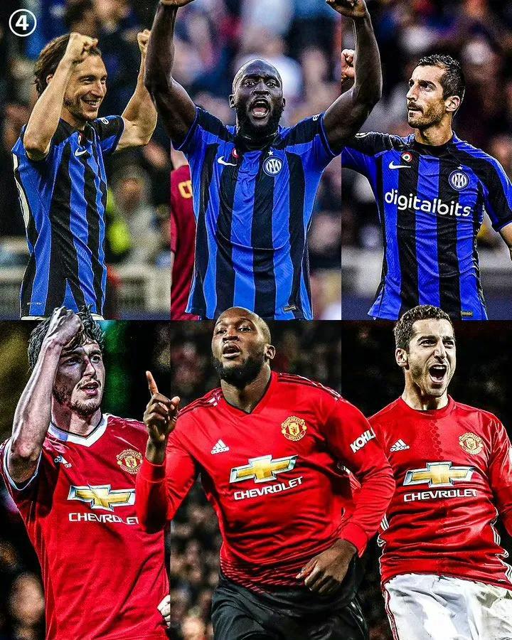 2016年效力曼联的3名球员姆希塔良、卢卡库、达米安，如今都要代表国际米兰踢欧冠