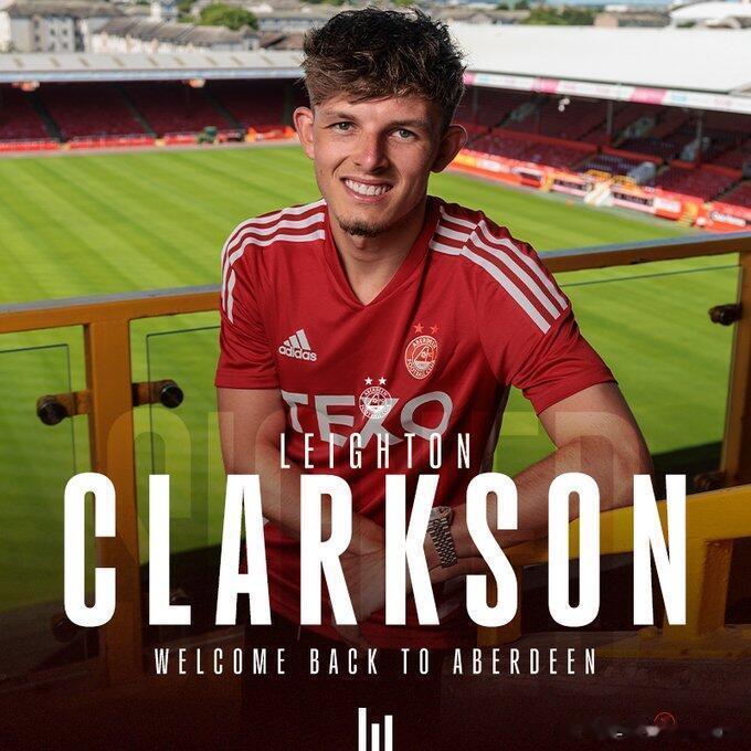  官方消息，利物浦21岁中场球员克拉克森（Leighton Clarkson）转