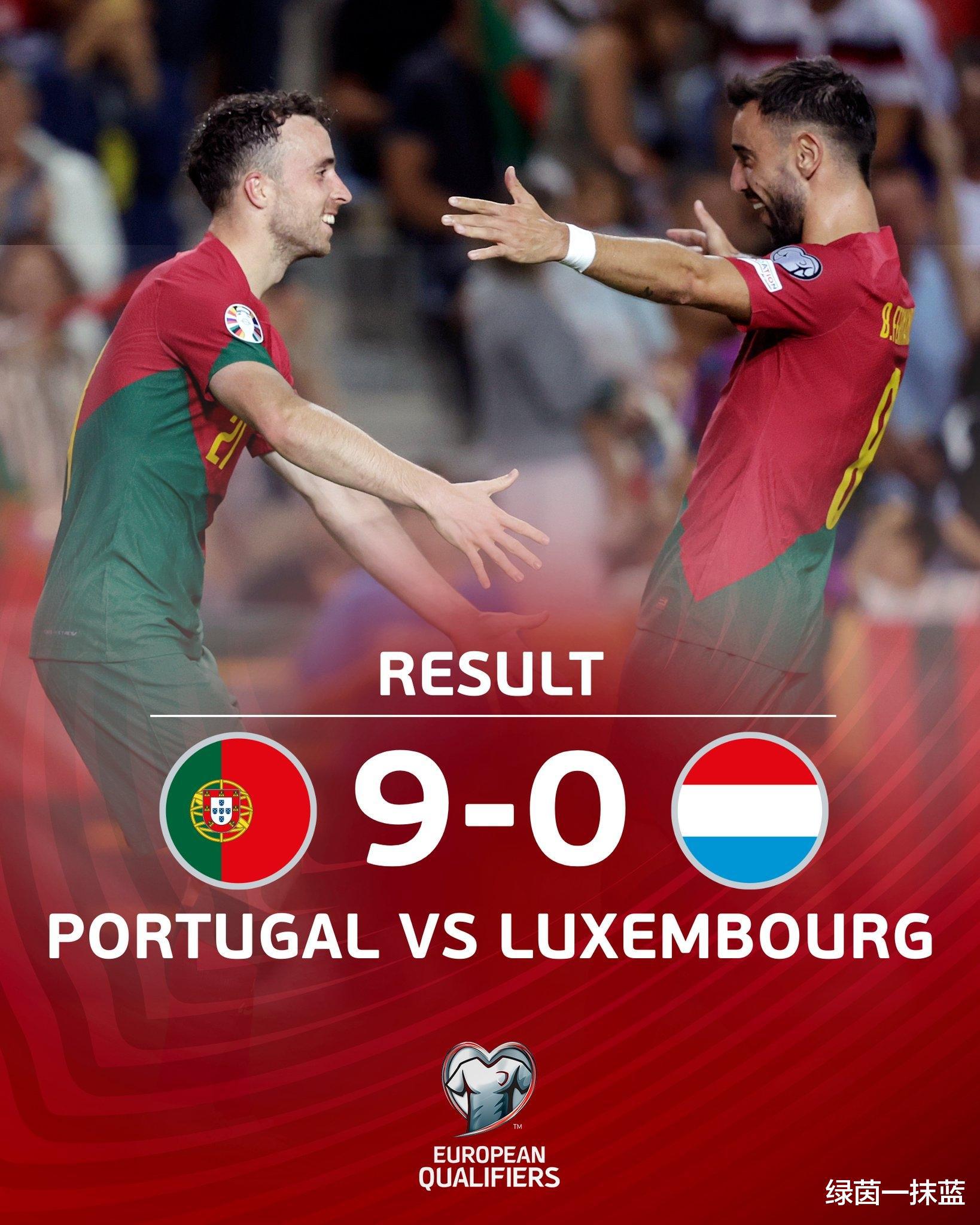 欧预赛J组葡萄牙9：0大胜卢森堡，拉莫斯双响，葡萄牙取得6连胜(4)