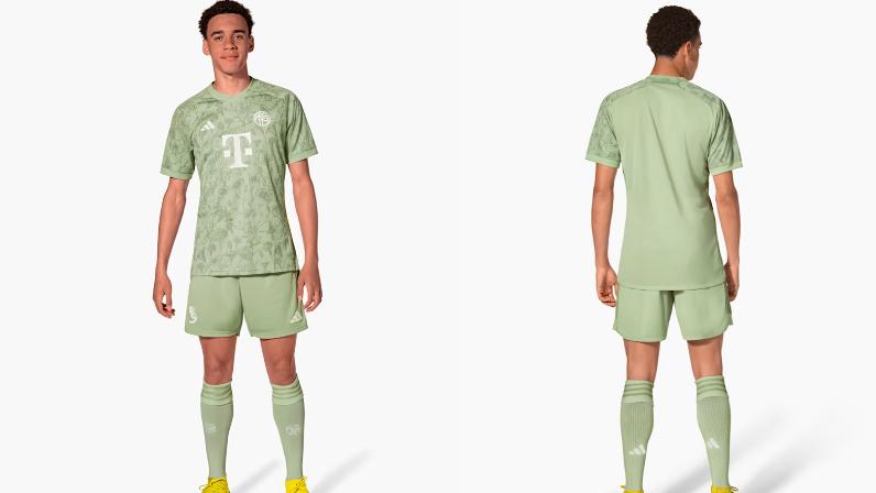 拜仁发布啤酒节球衣：青绿配色搭配山花元素，对阵勒沃库森时亮相(2)