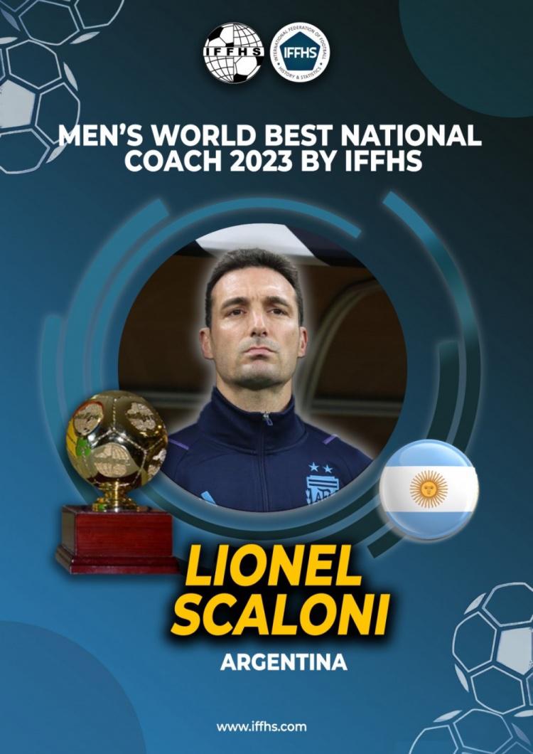 连续第二年当选！IFFHS官方：斯卡洛尼当选2023最佳国家队教练(1)
