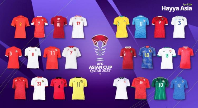 亚洲杯24队球衣揭晓：国足主场红色，客场青绿色(1)