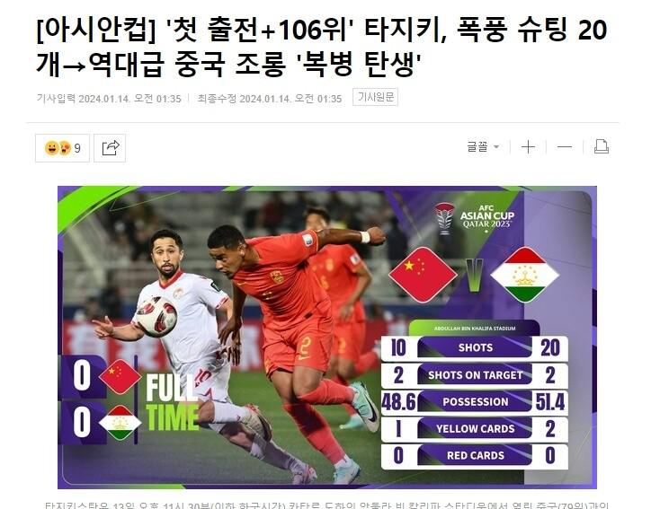 被韩媒嘲讽！国足首秀丢脸面，打平世界第106名对手，被射门20次(2)
